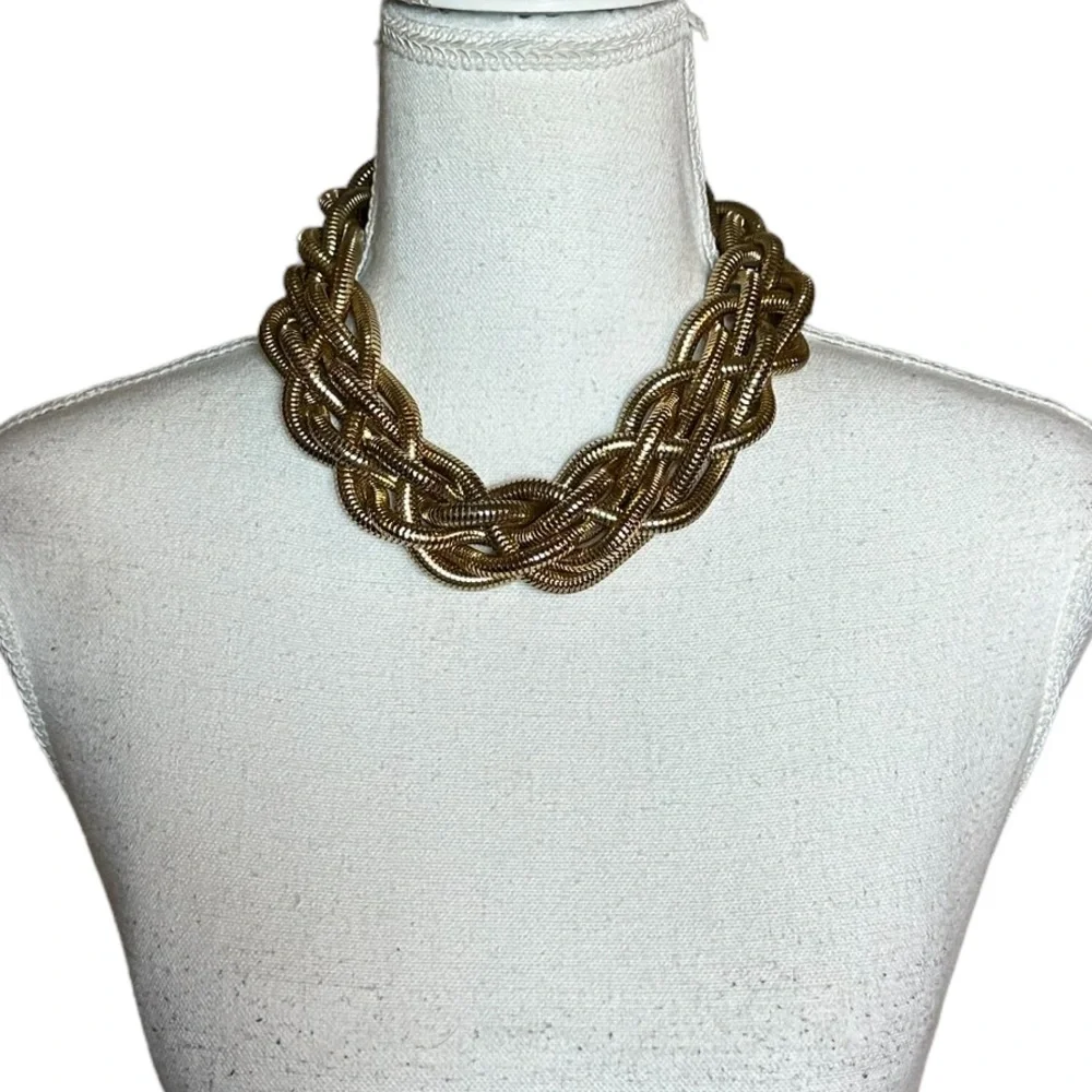 NATASHA: Vintage Necklace Gold Snake Chain Knot Collar Chunky Statement Piece